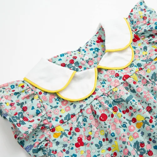 Vista 4 de Simplee kids Vestido azul claro para niñas Vestido de verano para niñas Vestido floral para niños pequeños Vestido de bebé azul