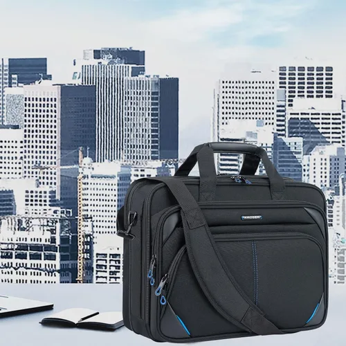 Vista 2 de KROSER - Bolso para laptop de 15,6 pulgadas, maletín con bandolera, bolsa de ordenador repelente al agua, funda para tableta duradera con bolsillos