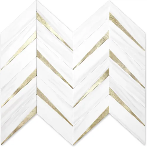 Vista 8 de STICKGOO 1 hoja de azulejos de espiga para despegar y pegar, PVC de mármol blanco para salpicaderos, azulejos de pared autoadhesivos para cocina