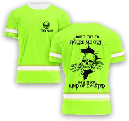 Vista 15 de Maddly Polo de alta visibilidad con diseño de calavera y bandera de Estados Unidos, ropa de trabajo patriótica con nombre personalizado