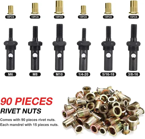Vista 4 de AOBEN Herramienta de tuerca de remache de 14 pulgadas, kit profesional de ajuste de tuercas remachadoras manuales, ahorro de mano y diseño compacto