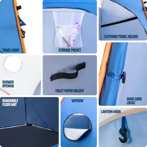 Vista 4 de Alpcour Tienda de campaña desplegable portátil – Tienda de privacidad para inodoro portátil, ducha y vestuario para acampar y al aire libre