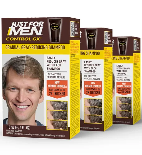 Vista 8 de CHAMPÚ Just for Men Control GX Reductor de Canas para Tonos de Cabello Más Claros, Rubio a Castaño Medio, Color Gradual del Cabello con Queratina, 4