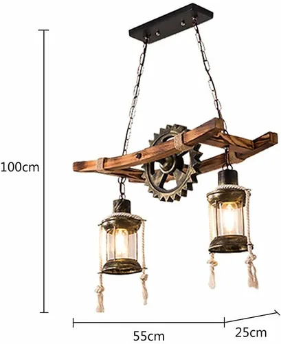 Vista 4 de TFCFL Lámpara colgante industrial de 8 cabezas, estilo granja, de madera, lámpara de techo vintage, pantalla de cristal para mesa de billar, cocina