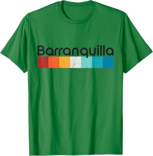 Vista 3 de Barranquilla Colombia - Camiseta de diseño vintage de estilo retro, Blanco, S