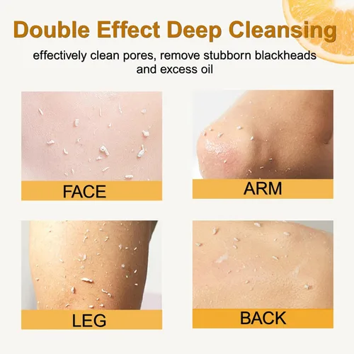 Vista 4 de 2 unidades de gel exfoliante naranja para cara y cuerpo, gel hidratante facial y corporal, limpieza profunda, hidratante suave, adecuado para todo