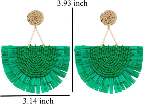 Vista 6 de COIRIS - Aretes bohemios con flecos y borla larga para mujer, Acrílico, No es una piedra preciosa