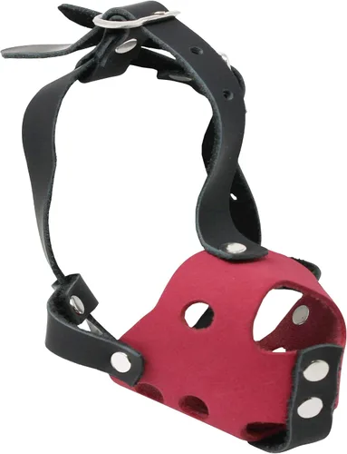 Vista 4 de Bozal de cuero genuino suave para perros de dos tonos para razas y cachorros XXS y XS