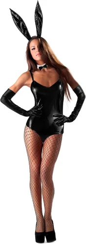 Vista 5 de 9 Pcs Bunny Girl Outfit Halloween Lingerie and Tails Bodysuit Stockings Rabbit Costume Set for Women Bunny Suit Cosplay Party