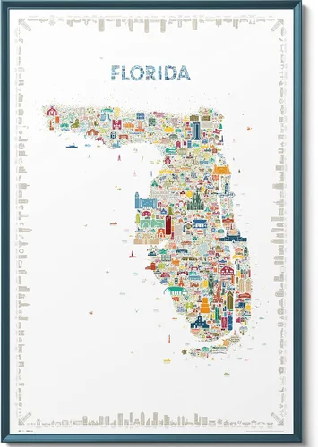 Vista 16 de Alfalfa NY - Arte de pared icónico de Florida, 18 x 24 pulgadas, sin marco, impresión artística retro brillante y colorida del estado del sol