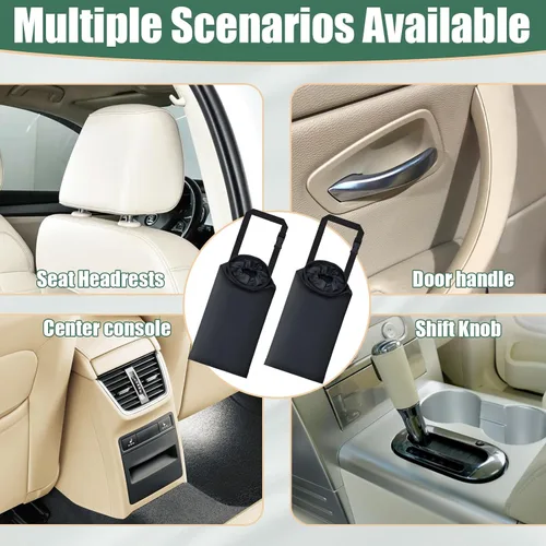 Vista 7 de ecocstm 2 piezas de bolsas de basura para coche, bolsa de basura para coche lavable y colgante, cubo de basura desmontable con ventilación elástica