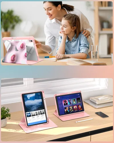 Vista 6 de Uppuppy Funda para iPad A16 – para Funda de iPad 10ª Generación 10.9 Pulgadas Linda Mujeres Niñas Femenina Bonita Kawaii Dibujos Animados Perro