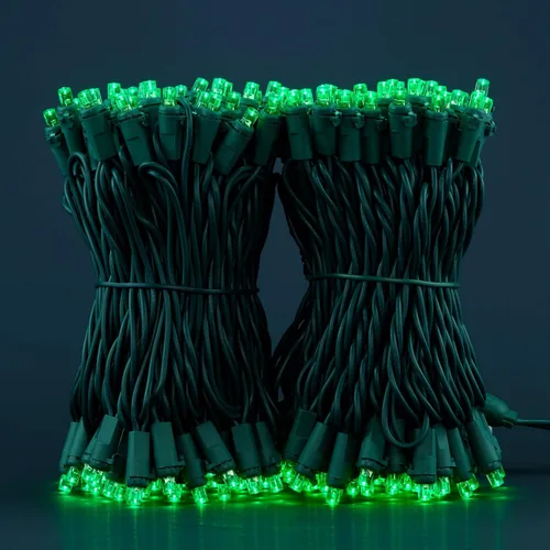 Vista 5 de Juego de 2 luces LED verdes de gran angular para Navidad, juego de 2 juegos de 100 luces LED de 0.197 in