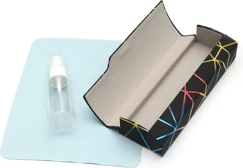 Vista 2 de Funda de gafas deslumbrante celosía, funda protectora portátil para gafas, cubierta rígida para gafas de moda, unisex..