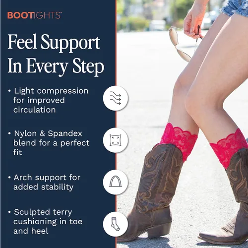 Vista 5 de Bootights Knee-Hi Performance Boot Socks with Spandex Compression - Cushioning - Moisture-Wicking - Mesh Zone Ventilation
