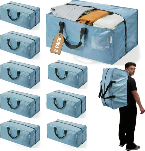 Vista 30 de WORKPRO 1 paquete de bolsas de mudanza extra grandes con cremalleras y asas de transporte, correas de mochila, bolsa de almacenamiento resistente