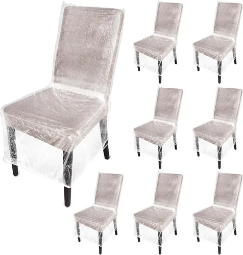 Vista 8 de Remagr 4 fundas de plástico para sillas de comedor, protectores transparentes e impermeables, para asientos de 21 x 20 pulgadas