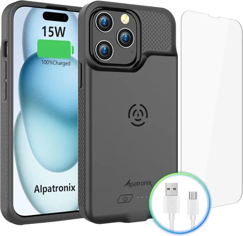 Vista 13 de Alpatronix Funda de batería para iPhone 12 Pro y iPhone 12 (6.1 pulgadas), funda protectora resistente y delgada de carga extendida portátil