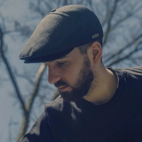 Vista 5 de Sterkowski Swede Cap Gorra plana 100% lino para hombres y mujeres Gorra de verano súper aireada de 5 paneles sin forro Negro