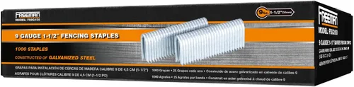 Vista 8 de Freeman Grapas de esgrima de calibre 9 1-1/2 pulgadas Recubrimiento de pegamento Acero galvanizado 1000 unidades Interior y exterior