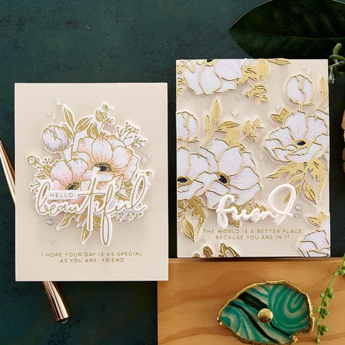 Vista 7 de SPELLBINDERS PAPERCRAFTS, INC Spellbinders Etched Dies por Yana Smakula-Wonderful Script-Anemone Blooms, gris