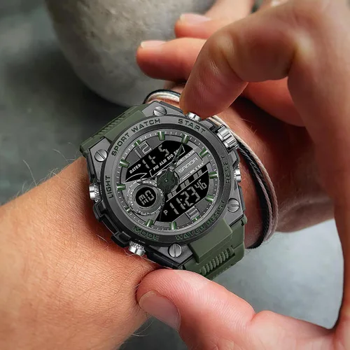 Vista 3 de FORSINING Relojes militares para hombre, reloj deportivo resistente al agua, analógico, digital, reloj deportivo táctico electrónico, relojes