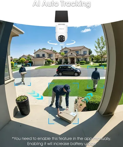 Vista 2 de ARCCTV Cámara de seguridad inalámbrica para exteriores, 4MP Full HD 360°