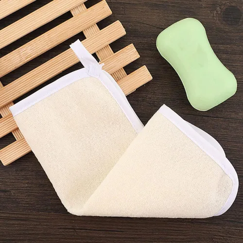 Vista 4 de 3 toallas de ducha exfoliantes de nailon, toalla de lavado corporal, toalla de limpieza para la cara y el cuerpo, toalla de baño de tejido suave