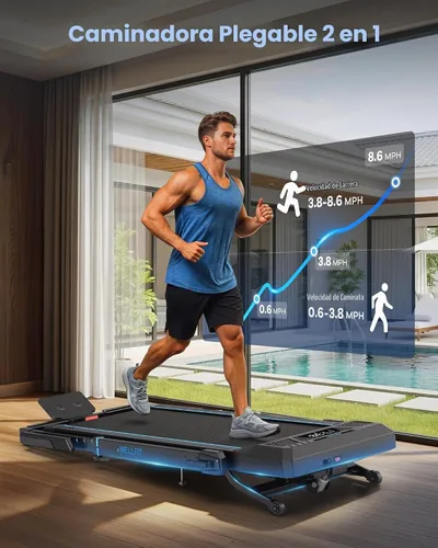 Vista 8 de WELLFIT Cinta de correr inclinada automática, caminadora resistente