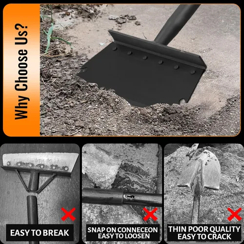 Vista 4 de Raspador de Pala Plana para Jardín, Pala Multifuncional de Limpieza de Jardín con Mango Largo de 59 Pulgadas, Raspador de Piso Resistente