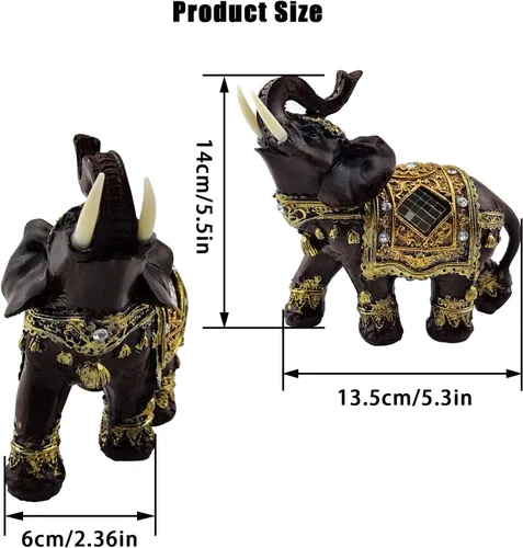Vista 3 de Lucky Wealth - Estatua de elefante Feng Shui, figura coleccionable de resina con tronco levantado, regalo de elefante de buena suerte para mujeres