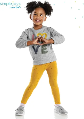 Vista 4 de Simple Joys by Carter's - Juego de 4 piezas de camisas y pantalones de manga larga para niña