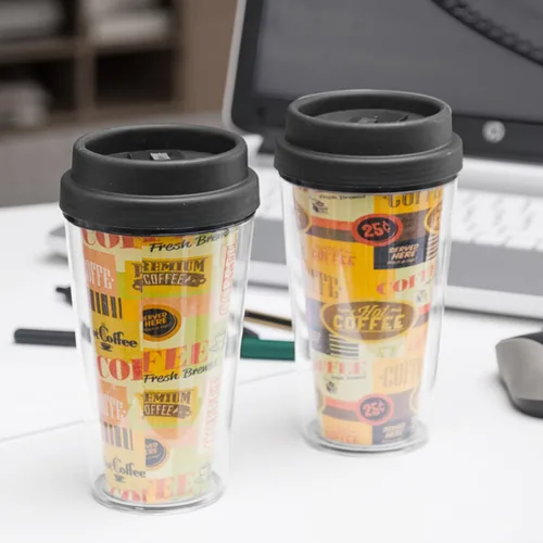 Vista 3 de Vaso con Tapa Plástico 300 ml