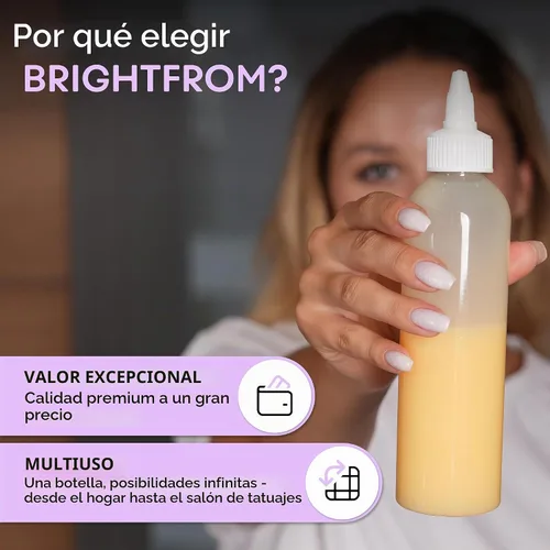 Vista 7 de BRIGHTFROM Botellas aplicadoras con tapa giratoria, plástico transparente de 8 onzas sin BPA, vacías, exprimidas, recargables, boquilla