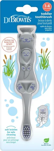 Vista 26 de Dr. Brown's Cepillo de dientes para niños pequeños, dinosaurio, verde, paquete de 1