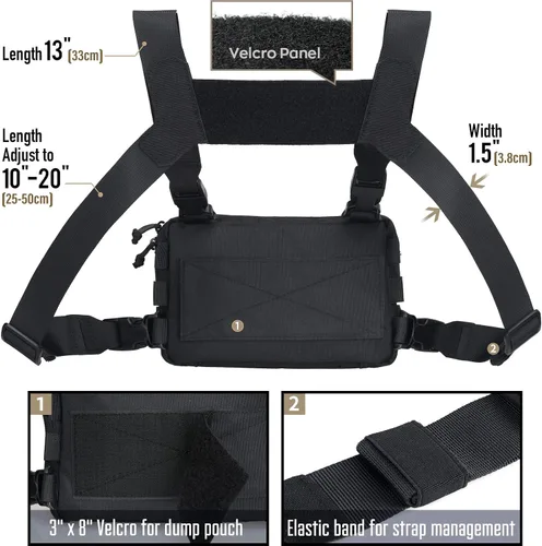 Vista 4 de WYNEX Chaleco Táctico para Hombres, Bolsa de Pecho para Correr con Bucle Frontal Chalecos Recon para Caza al Aire Libre EDC Running Chest Bag with