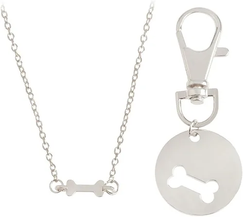 Vista 8 de Meiligo Fashion collar, llavero, oro y plata, mejores amigos, amistad, perro y dueño, cadena colgante 2 unidades haciendo juego