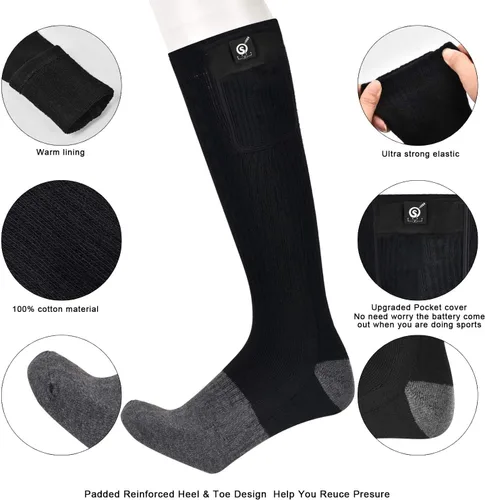 Vista 4 de SNOW DEER Calcetines calefactables, calentador de pies eléctrico con batería recargable para hombres y mujeres, invierno, esquí, caza, camping