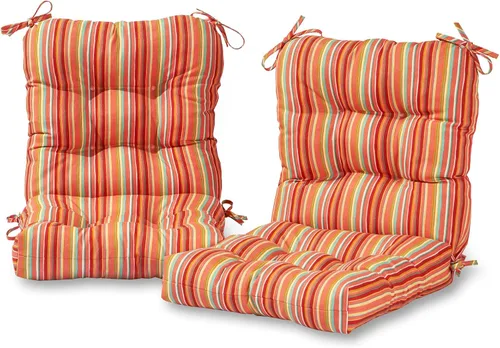 Vista 23 de Greendale Home Fashions Juego de 2 cojines de asiento y respaldo para exteriores, diseño Adobe Stripe 2