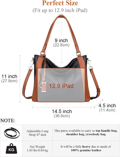Vista 6 de Over Earth Bolsos de cuero suave para mujer, bolso de hombro tipo hobo grande