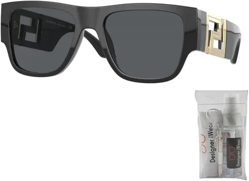 Vista 2 de Versace VE4403 Rectangle Sunglasses for Men BUNDLE with Designer iWear Complimentary Eyewear Care Kit