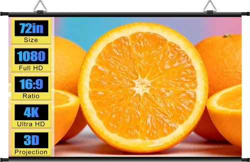 Vista 10 de Pantalla de proyector de 120 pulgadas, pantalla de proyector de películas portátil para exteriores e interiores con 3 ganchos adhesivos, pantalla