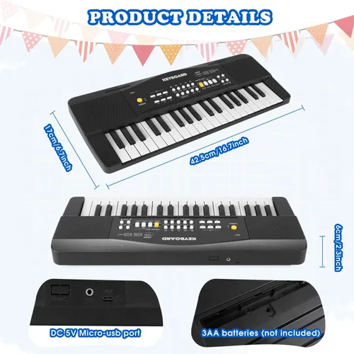 Vista 6 de Teclado de piano de juguete para niños, pianos eléctricos mejorados, juguetes para niños de 3, 4, 5, 6, 7, 8 años, teclados para principiantes