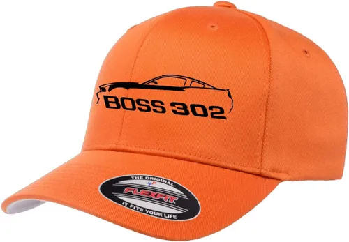 Vista 18 de 2012 2013 Ford Boss 302 Mustang Classic Car Outline Design Flexfit 6277 Gorra de béisbol atlética cabida Negro
