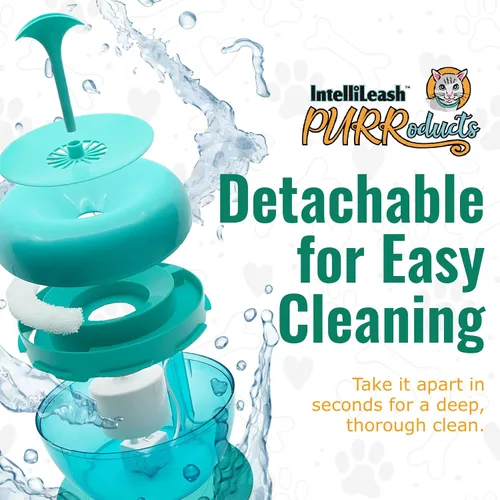 Vista 3 de IntelliLeash PURRoducts Purrfect - Fuente de agua para gatos y perros pequeños con filtro de 5 capas de primera calidad que dura hasta dos meses.