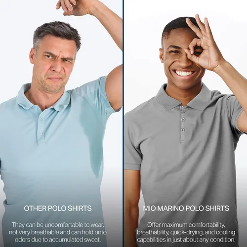 Vista 6 de Mio Marino - Polo de golf para hombre, ajuste seco, tela transpirable ultrafina