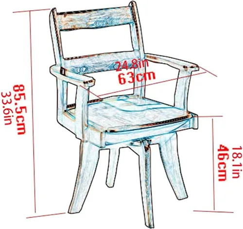 Vista 2 de Sillas de escritorio de oficina, silla de oficina de madera maciza, rotación de 360 grados, silla de escritorio con respaldo cómodo, silla