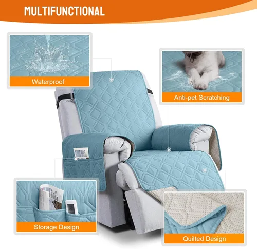 Vista 4 de VANSOFY Fundas 100% impermeables para sillas reclinables, funda antideslizante para silla reclinable para perros, protector de muebles, funda