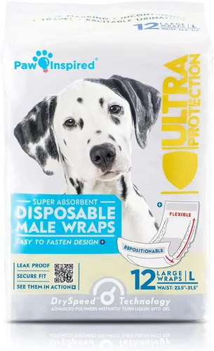 Vista 20 de Paw Inspired Bandas desechables para perros machos, banda para el vientre para perros Pañales desechables para perros Bandas para el vientre
