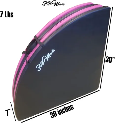 Vista 4 de Cojín circular plegable de 5 pies de ancho para ejercicio y bastón de baile. Alfombrilla de seguridad de espuma EPE reticulada portátil con cubierta